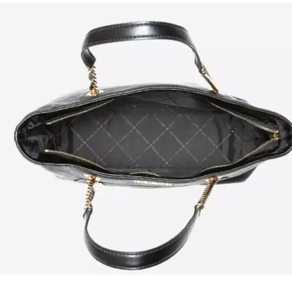 New Michael Kors Jet Set Medium Front Zip Chain Tote Pebble Leather Black - Picture 3 of 3